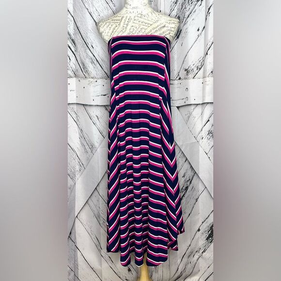 Chico's Pink and Blue Striped Maxi Skirt M (Chico’s 1) - Picture 7 of 8